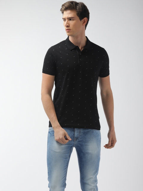 

Flying Machine Men Black Printed Polo Collar T-shirt