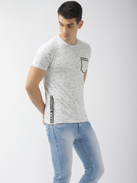 

Flying Machine Men White Solid Round Neck T-shirt