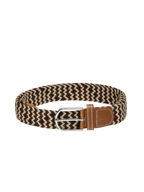 

Harvard Unisex Coffee Brown & Beige Woven Design Belt