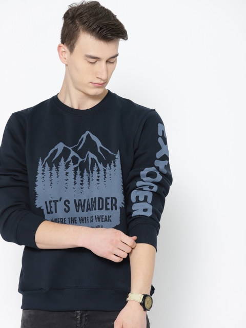 

Roadster Men Navy Blue Printed Sweatshirt