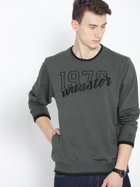 

Roadster Men Charcoal Grey Embroidered Sweatshirt