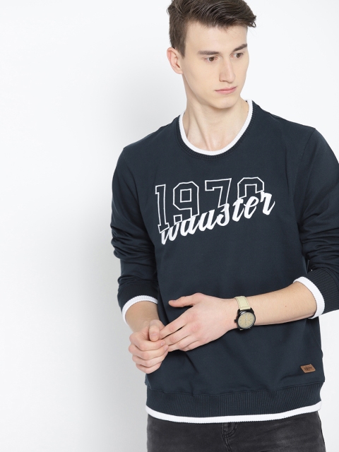 

Roadster Men Navy Blue & White Embroidered Sweatshirt
