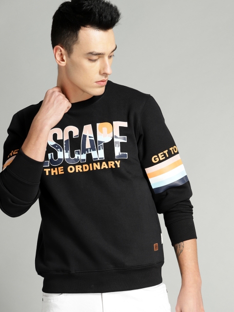 

Roadster Men Black Printed Sweatshirt