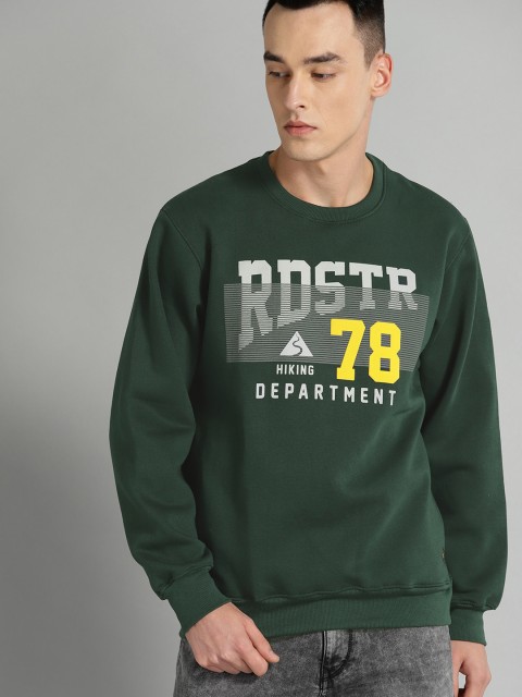 

Roadster Men Olive Green Printed Sweatshirt