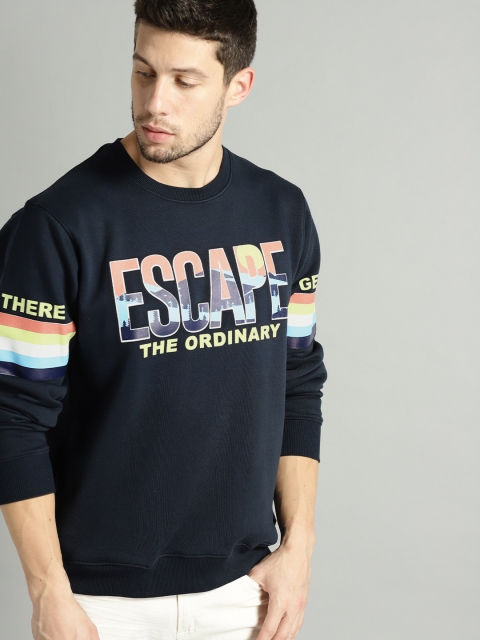 

Roadster Men Navy Blue Printed Sweatshirt
