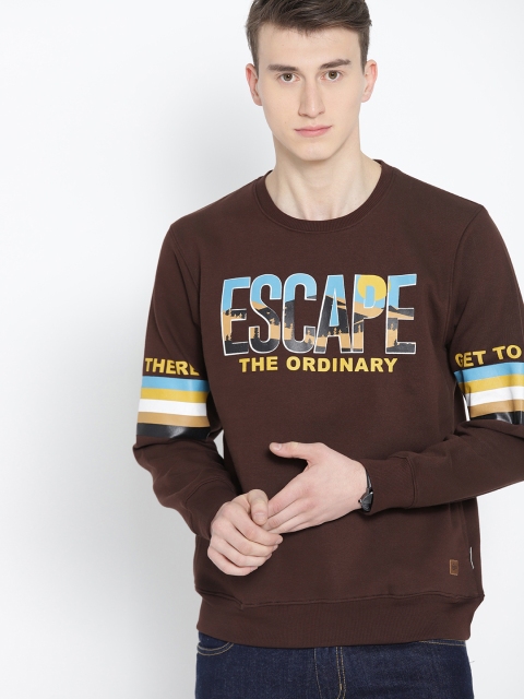 

Roadster Men Brown & Blue Printed Sweatshirt