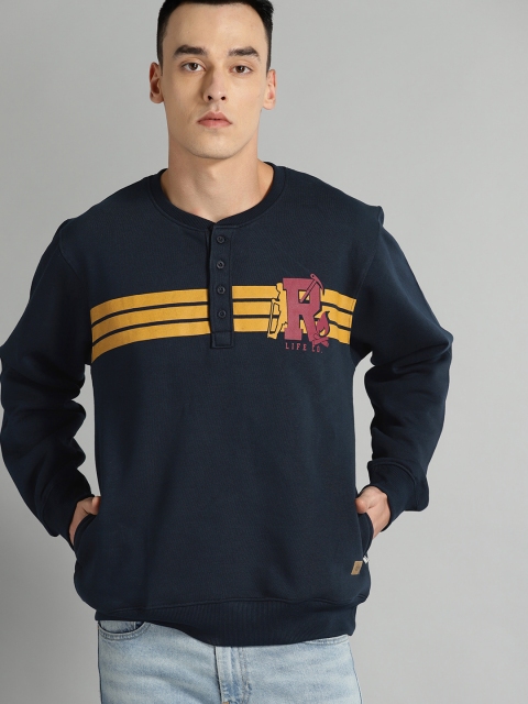 

Roadster Men Navy Blue Printed Sweatshirt