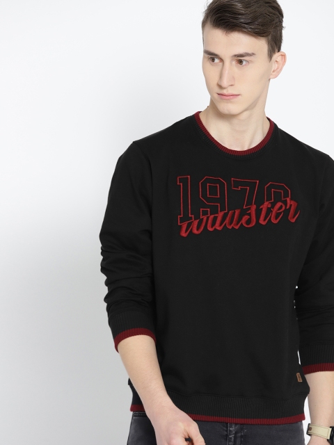 

Roadster Men Black Embroidered Detail Sweatshirt