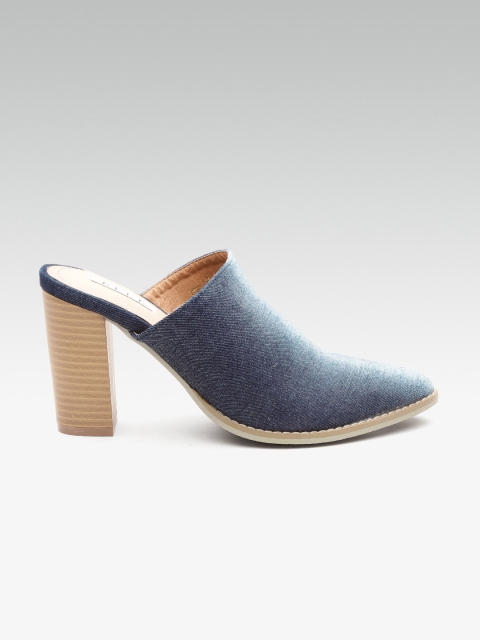 

ELLE Women Blue Solid Heeled Mules