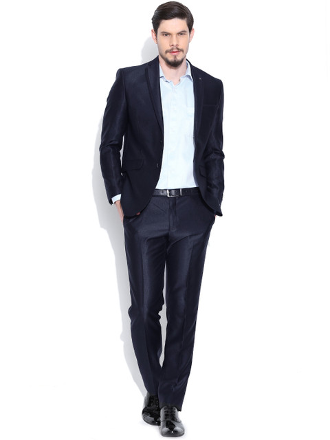 

Van Heusen Navy Single-Breasted Slim Formal Suit, Navy blue