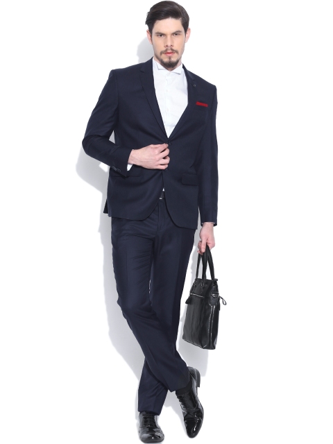 

Van Heusen Navy Single-Breasted Slim Formal Suit, Navy blue