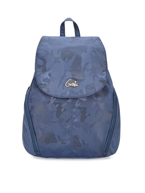 

Genie Women Blue Printed 15 inches Small Backpack
