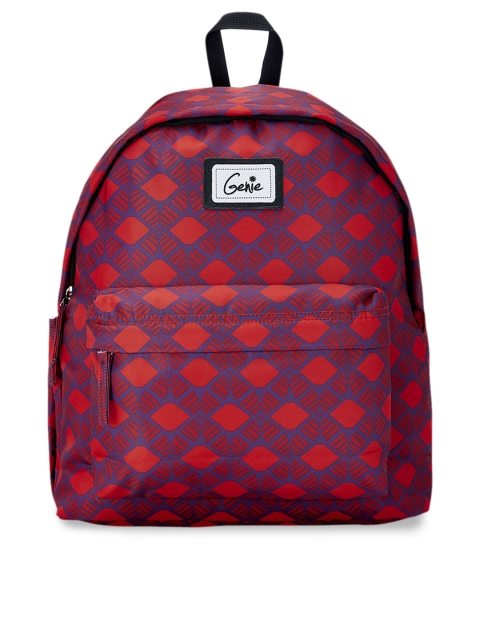 

Genie Unisex Red & Blue Geometric Print 14 inches Small Backpack