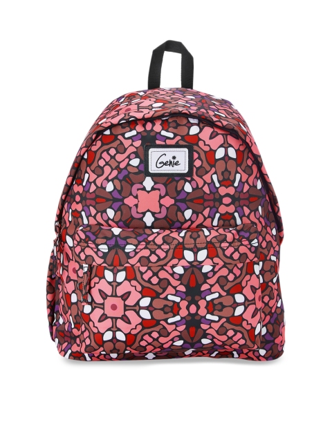 

Genie Women Brown Printed 15 inches Small Backpack