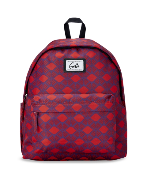 

Genie Unisex Red & Blue Geometric Print 16 inches Medium Backpack