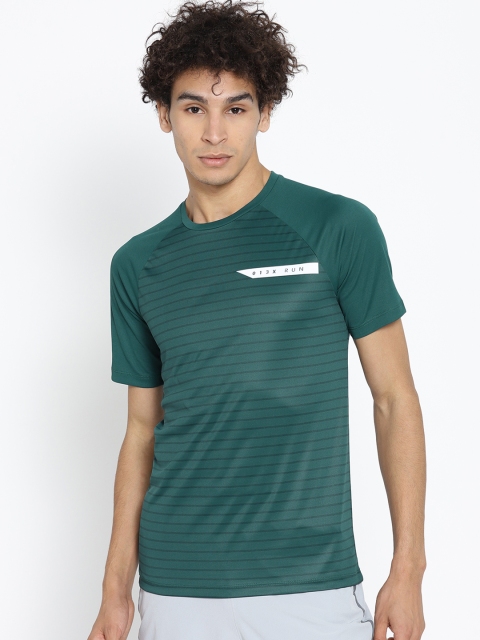 

HRX by Hrithik Roshan Men Green Striped Running Regular Fit T-shirt