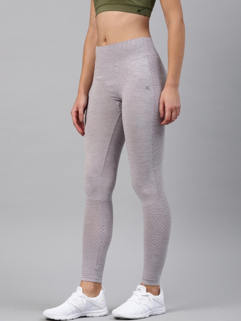 Women Grey Printed Rapid Dry Seamless Yoga Tights