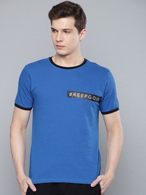 

HRX by Hrithik Roshan Men Lifestyle Blue Printed Round Neck T-shirt