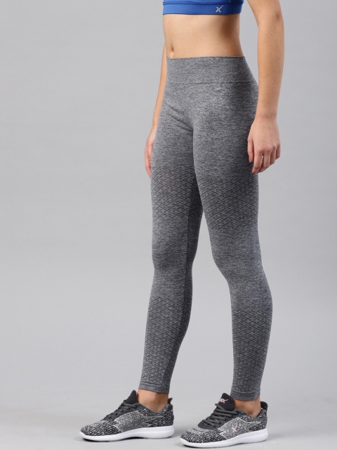 

HRX by Hrithik Roshan Women Grey Melange Solid Rapid Dry Seamless Yoga Tights