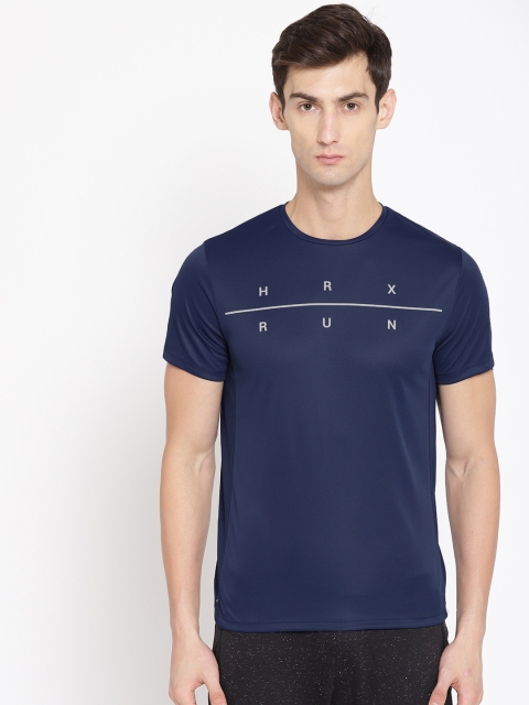 

HRX by Hrithik Roshan Men Navy Blue Printed Regular Fit Running T-Shirt