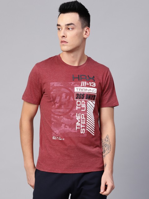 

HRX by Hrithik Roshan Men Red & White Printed Training Tshirt