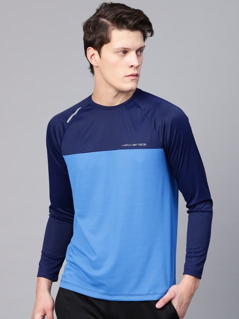 

HRX by Hrithik Roshan Ultralyte Men Blue Colourblocked Running T-shirt