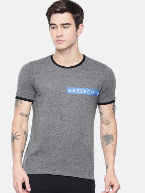 

HRX by Hrithik Roshan Men Lifestyle Grey Melange Solid Round Neck T-shirt