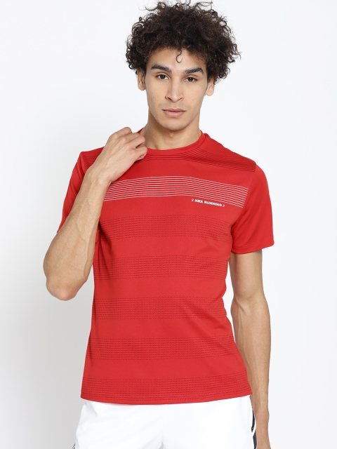 

HRX by Hrithik Roshan Men Red & Black Striped Running Regular Fit T-shirt
