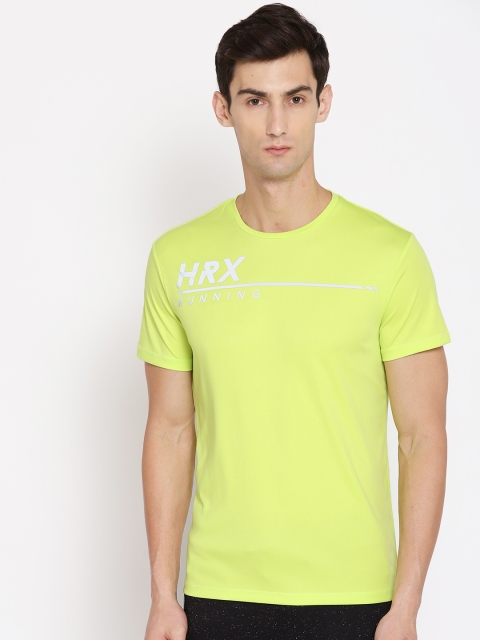 Men Lime Green Printed Regular Fit Running T-shirt