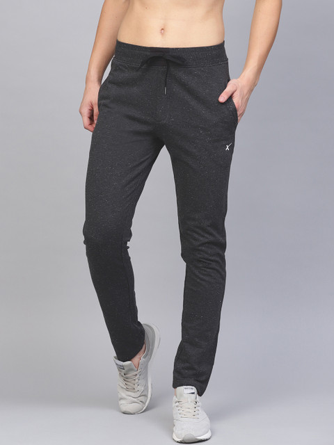 

HRX by Hrithik Roshan Men Charcoal Grey Self-Design Slim Fit Trackpants