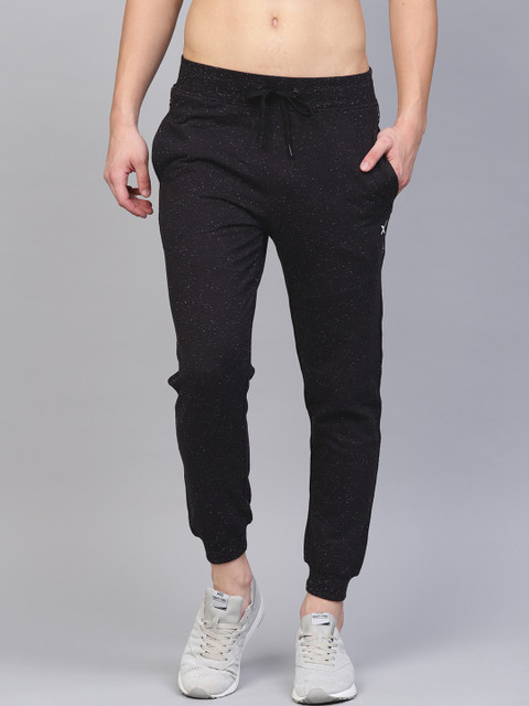 

HRX by Hrithik Roshan Men Black Self-Design Lifestyle Slim Fit Cropped Joggers