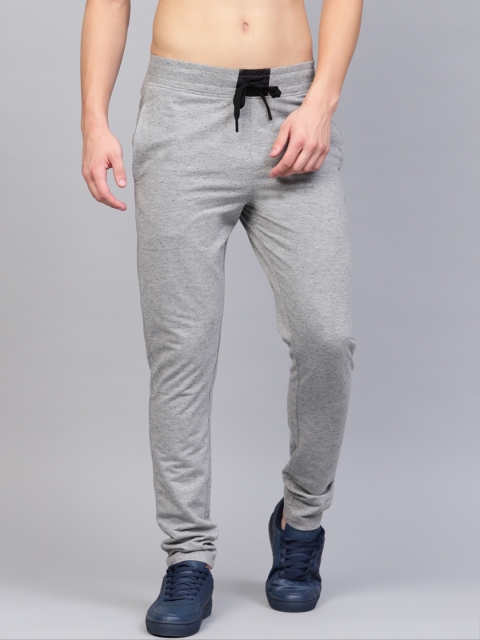 

HRX by Hrithik Roshan Men Grey Melange Self-Design Slim Fit Trackpants