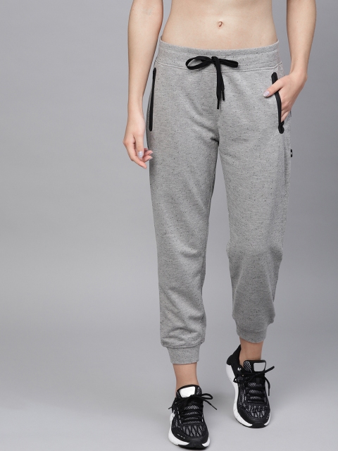 

HRX by Hrithik Roshan Women Grey Melange Slim Fit Solid Cropped Lifestyle Joggers