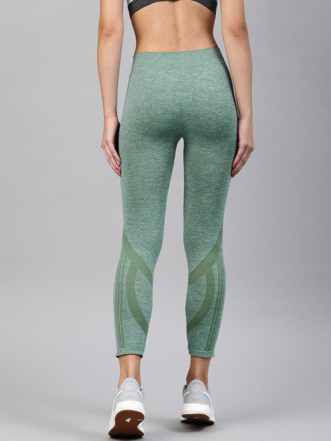 

HRX by Hrithik Roshan Women Turquoise Blue Solid Rapid Dry Seamless Yoga Tights