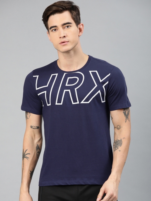 

HRX by Hrithik Roshan Men Navy Blue Regular Fit Solid Lifestyle Round Neck T-shirt