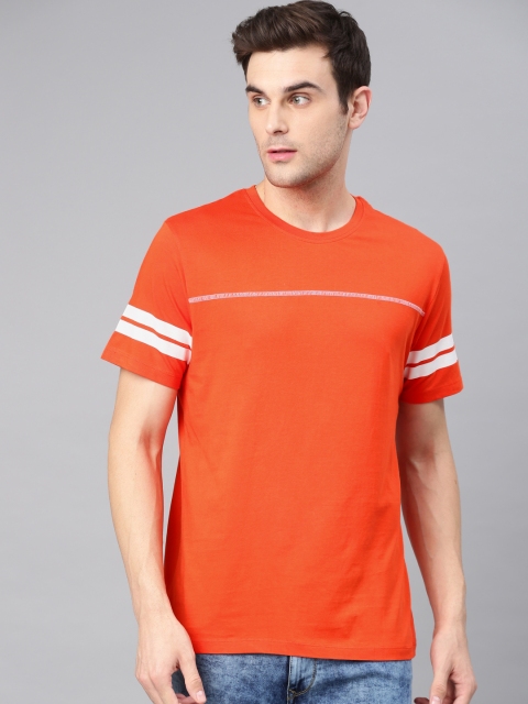 

HRX by Hrithik Roshan Men Orange Solid Round Neck T-shirt
