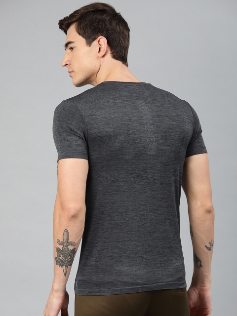 

HRX by Hrithik Roshan Men Charcoal Self Design Round Neck T-shirt