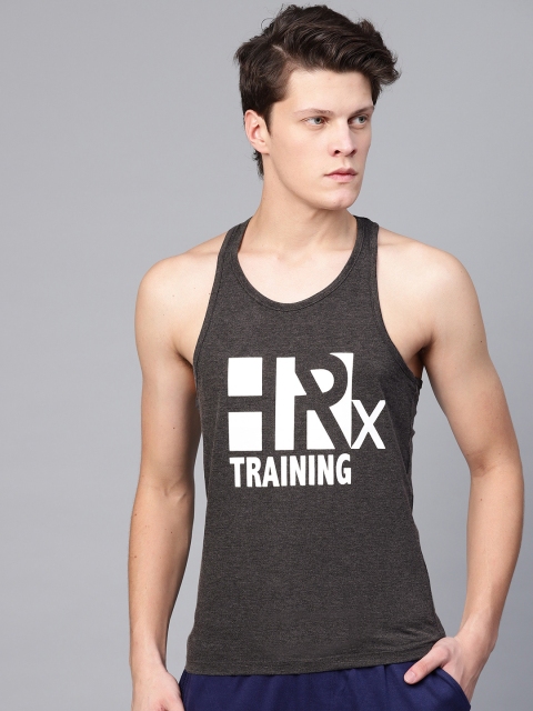 

HRX by Hrithik Roshan Men Charcoal Grey Printed Training T-shirt