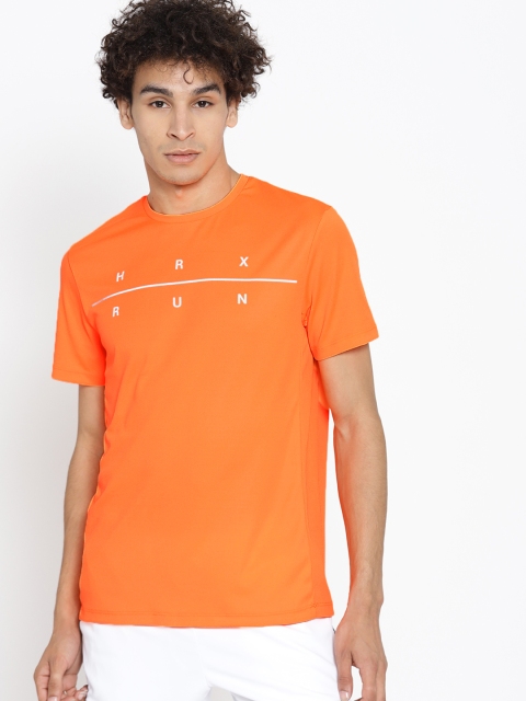 

HRX by Hrithik Roshan Men Neon Orange Solid Running Regular Fit T-shirt