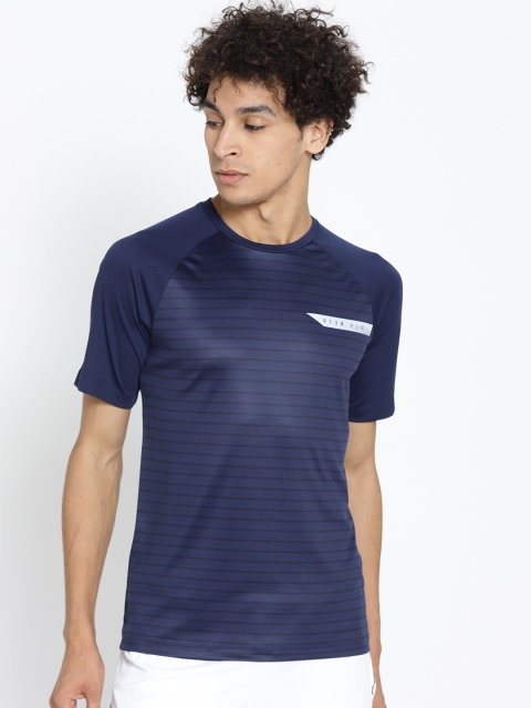 

HRX by Hrithik Roshan Men Navy Blue & Black Striped Running Regular Fit T-shirt