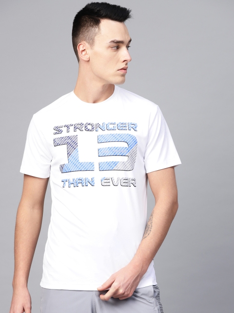 

HRX by Hrithik Roshan Men White & Blue Printed Rapid Dry Training T-Shirt