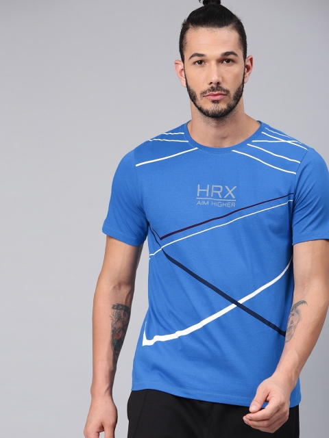 

HRX by Hrithik Roshan Men Blue Printed Round Neck T-shirt