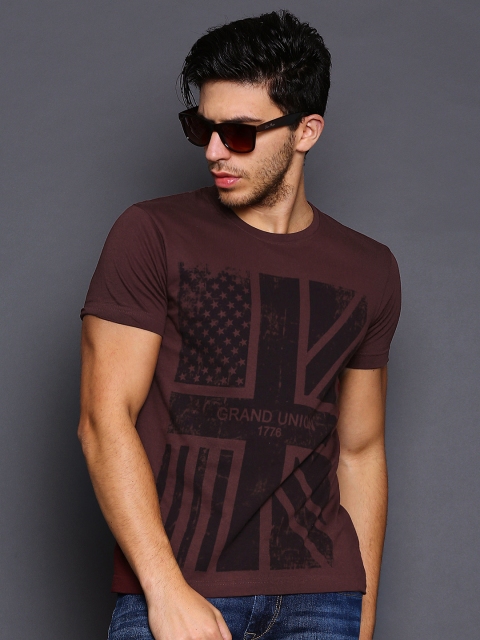 

Moda Rapido Maroon Printed T-shirt, Na