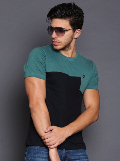 

Moda Rapido Black Teal Blue Pure Cotton T-shirt