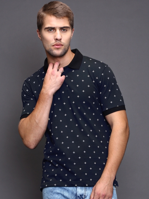 

Moda Rapido Navy Printed Polo T-shirt, Navy blue
