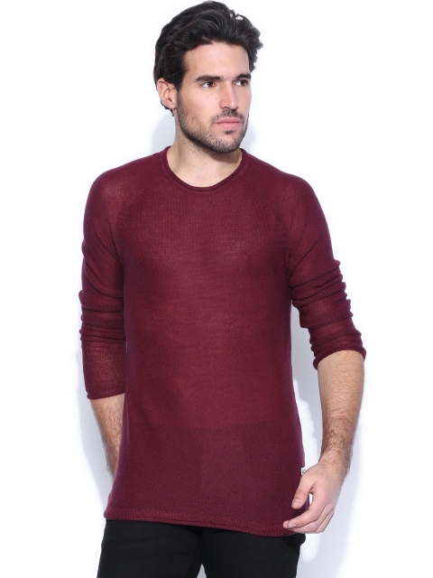 

Jack & Jones Men Burgundy Solid Sweater