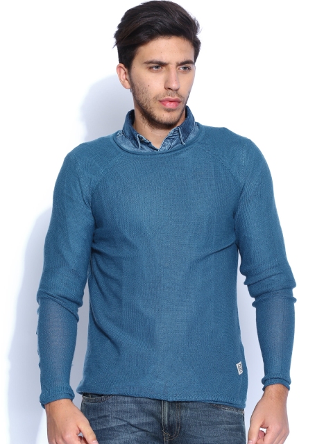 

Jack & Jones Men Blue Solid Sweater