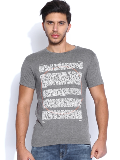 

Jack & Jones Grey Melange Printed T-shirt