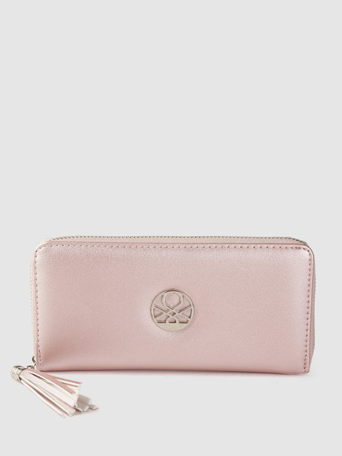 

United Colors of Benetton Women Pink Solid Zip Around Wallet