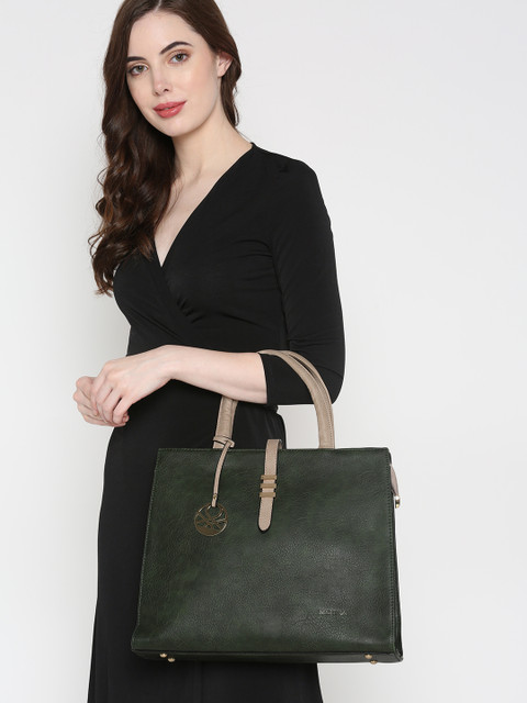 

United Colors of Benetton Green Solid Handheld Bag